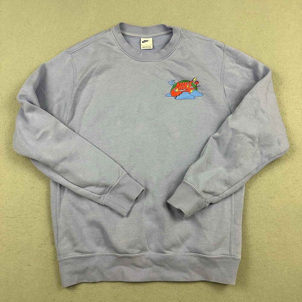 Nike Sweatshirt Men Small Blue Have A Nike Day Graphic Crewneck Pullover Sweater